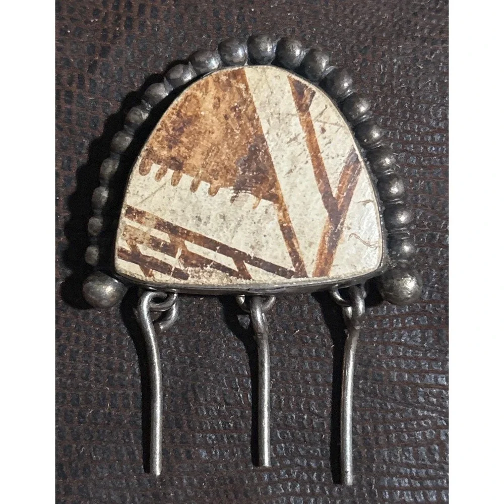 Bob Bisbee Anasazi Pottery Pendant Pin Vintage Sterling‎ 925